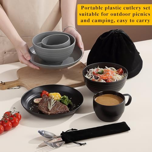 Berglander Camping Mess Kits for 2 Person, Camping Silverware Set Spoons Forks Knives, Camping Essentials Gear, Camping Accessories for Travel, Picnic, Outdoor, Easy to Carry and Clean