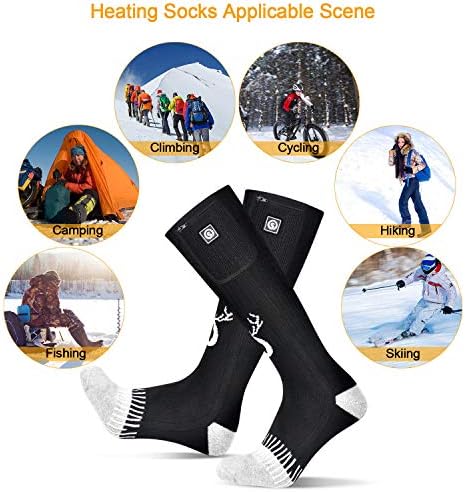 SNOW DEER Upgraded Rechargeable Electric Heated Socks,7.4V 2200mAh Battery Powered Cold Weather Heat Socks for Men Women,Outdoor Riding Camping Hiking Motorcycle Skiing Warm Winter Socks