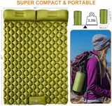 Double Sleeping Pad, Ultralight 4" Extra-Thick Self Inflating Sleeping Mat for 2 Person with Pillow Built-in Foot Pump Portable Camping Mat for Backpacking, Hiking, Traveling, Tent, Camping
