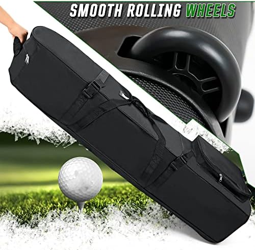 Golf Travel Bags for Airlines with Adjustable Support Rod and Detachable Shoulder Straps, Soft Foldable Golf Club Travel Covers, 900D Heavy Duty Oxford -Universal Size