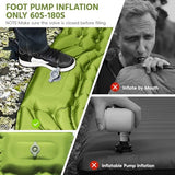 Double Sleeping Pad for Camping, Self Inflating 4" Extra Thick Camping Sleeping Pad for 2 Person with Pillow, Built-in Foot Pump, Portable Sleeping Mat for Backpacking, Hiking, Travel Tent