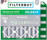 Filterbuy 24x24x4 Air Filter MERV 8 Dust Defense (6-Pack), Pleated HVAC AC Furnace Air Filters Replacement (Actual Size: 23.38 x 23.38 x 3.63 Inches)