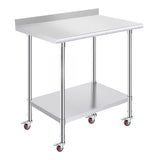 OSTBA Stainless Steel Table for Prep & Work 24x36 Inches with Casters Wheels and Backsplash, NSF Metal Commercial Heavy Duty Table with Adjustable Undershelf for Restaurant Kitchen Home and Hotel