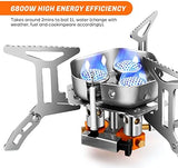 Odoland 3500W/6800W Windproof Camp Stove Camping Gas Stove with Windscreen, Fuel Canister Adapter, Piezo Ignition for Outdoor Backpacking Hiking and Picnic