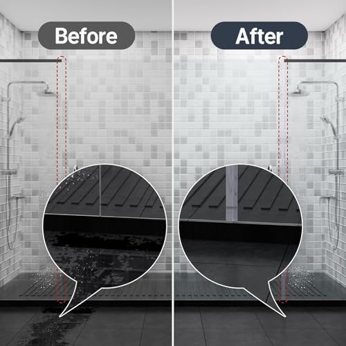 AmazerBath 5 PCS Shower Door Side Seal Strip -15.75 Inches x 5, 5 Sections Segmented Shower Installation Kit, Frameless Glass Door Seal Strip - Suitable for 1/4 Inch Glass