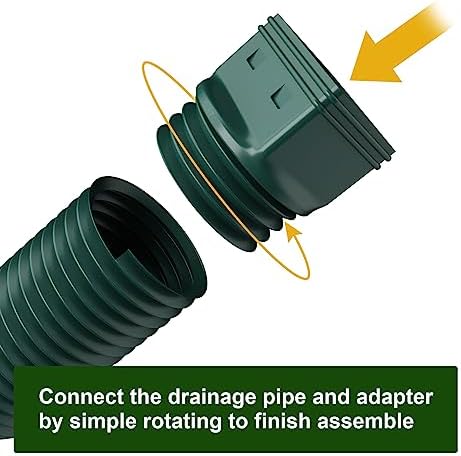Rain Gutter Downspout Extensions, Downspout Extender for Rainwater Drainage Flexible, Down Spout Drain Extension Pipe and Extendable from 21 to 66 Inches (Green)