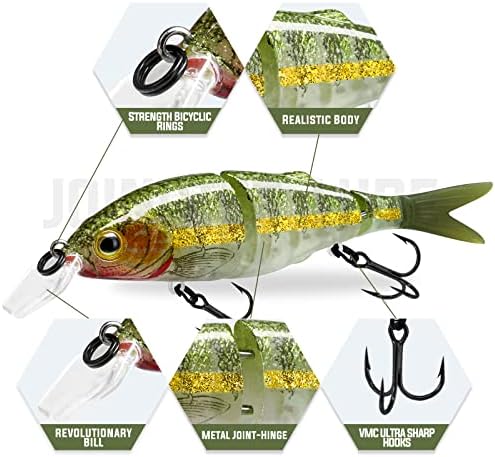 TRUSCEND Swimmax for Freshwater and Saltwater, Lifelike Fishing Lures for Bass Trout Crappie Walleye Pike Bluegill Salmon, Swimbait for Bass Fishing, Amazing Fishing Gear Gifts for Family Fishing