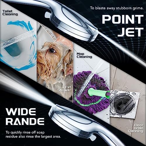 12''Rainfall Shower Head with Handheld Combo High Pressure 8+2 MODE built-in power wash, Stainless Steel Chrome Showerhead with 11'' Extension Arm Height/Angle Adjustable with Holder&60"Hose