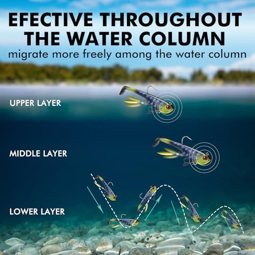 TRUSCEND Pre-Rigged Soft Fishing Lures, Well-Made Easy Catching Lures for Family Fishing, Great Action Swimbaits with Spinner, All-Conditions Fishing Gear for Bass Trout Walleye, Crappie Fishing Jigs