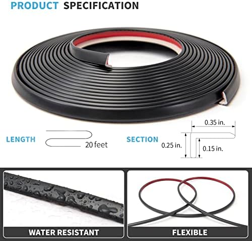 Art3d 20ft Outside Vinyl Corner Trim Peel and Stick for Tile and Wall Edges, Furniture Decoration Black