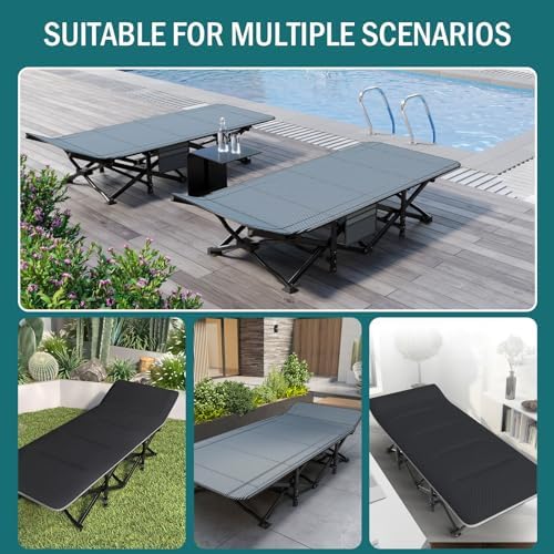 Camping Cot for Adults, Folding Bed with Comfortable Cushion, Tent Portable Sleeping Bed with Carry Bag for Camp Office Use Outdoor Cot Bed for Traveling Supports 450 lbs