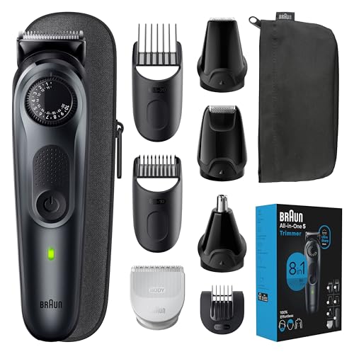 Braun All-in-One Style Kit Series 5 5471, 8-in-1 Trimmer for Men with Beard Trimmer, Body Trimmer for Manscaping, Hair Clippers & More, Ultra-Sharp Blade, 40 Length Settings, Waterproof