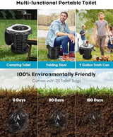 Portable Toilet for Adults, Adjustable Height Camping Toilet Portable, Outdoor Emergency Toilet for Car, Travel, Camping, and Hiking, Comfortable Portable Potty for Adults with 20 Toilet Bags