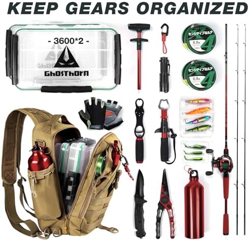 Ghosthorn Fishing Backpack with Rod Holder - Tackle Sling Bag - Fly Fishing Gifts for Men and Women