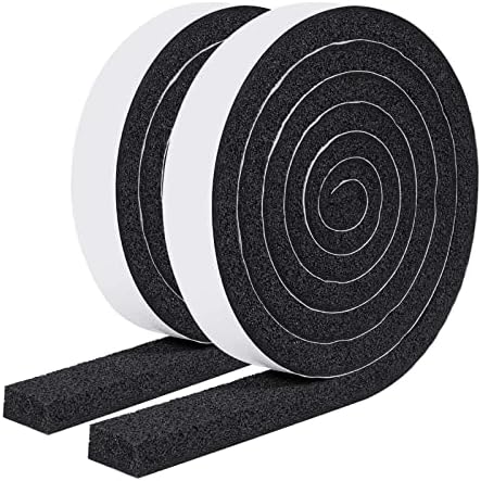 MAGZO Weather Stripping Door Seal 1 Inch W X 1/2 Inch T, Strong Adhesion and High Resilience Air Conditioner Foam Insulation for Cars, Total Length 13 Feet (6.5 ft x 2 Rolls)