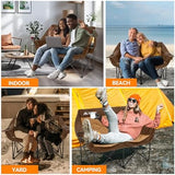Double Camping Chairs for Adults Oversized Loveseat - 2 Person Camping Chair Heavy Duty Outdoor Camping Couch with Cup Holders - Portable Folding Chair for Outside Lawn, Brown