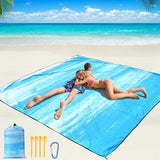 Beach Blanket Waterproof Sandproof Beach Mat 79" X 83" /10'x9'for 2-8 Adults Quick Drying Outdoor Picnic Mat Beach Accessories for Travel, Camping, Hiking