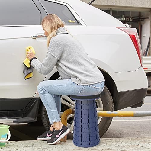 ALEVMOOM Portable Telescoping Stool Collapsible Stool with Cushion & Bag, Retractable Folding Stool for Adults Foldable Seat Sturdy Capacity 440 lbs for Camping Fishing Hiking BBQ