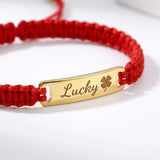 Personalized Name Bracelet, Adjustable Red Braided Cord Design