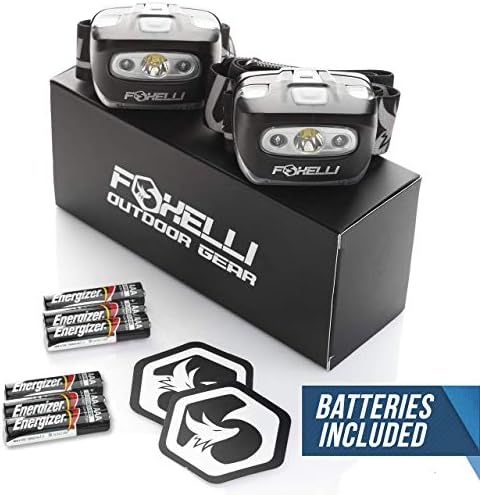 Foxelli LED Headlamp Flashlight for Adults & Kids, Running, Camping, Hiking Head Lamp with White & Red Light, Comfortable Headband, Lightweight & Waterproof, 3 AAA Batteries