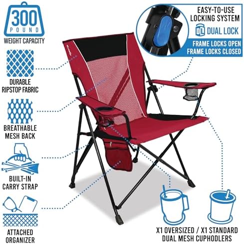 Kijaro Sports Fan Folding Chair, 26" L x 35.5" W x 37" H, Pittsburgh Steelers