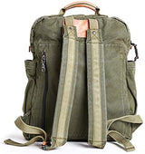 Gootium Canvas Backpack for Women Vintage Style Zipper Bag Men's Casual Daypack Cloth Outdoor Travel Rucksack, Olive