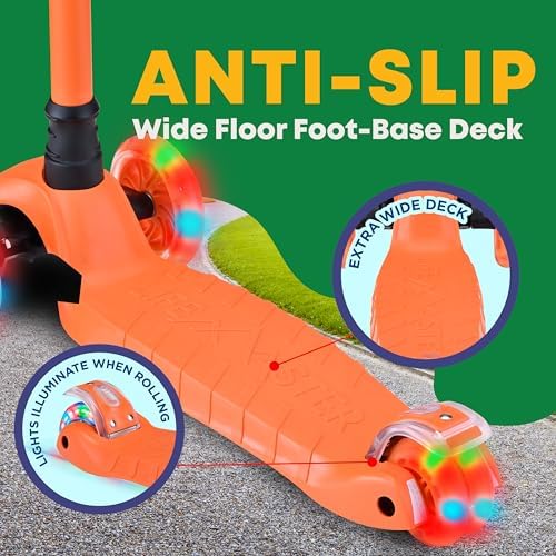 Kids Scooter – Children and Toddler 3 Wheel Kick Scooter – LED Wheel Lights Illuminate When Rolling– Adjustable Handlebar – Indoor and Outdoor