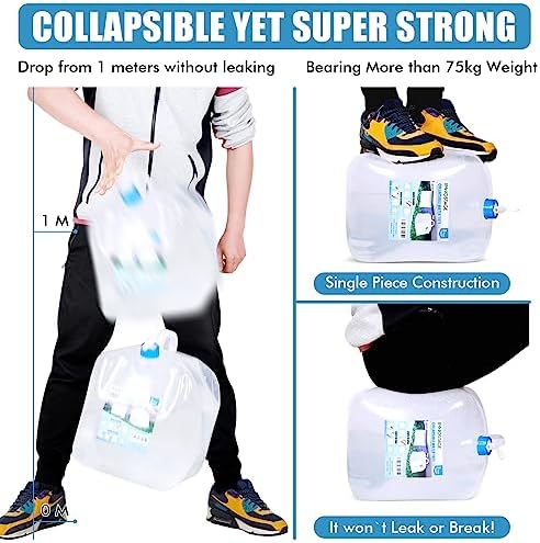 INNO STAGE 2 PACK Collapsible Water Container 5.3 Gallon with Spigot, Camping Water Storage Carrier Jug for Outdoors Hiking, Foldable Portable Water Canteen