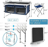 CampLand Outdoor Folding Table Aluminum Lightweight Height Adjustable with Storage Organizer for BBQ, Party, Camping