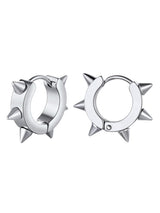 Richsteel Silver Hoop Earrings for Men, Stainless Steel Punk Spike Earrings