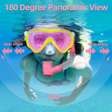 Seago Kids Swim Goggles Snorkel Diving Mask for Youth(5-15), Anti-Fog 180° Clear View