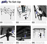 Camping Table Folding Portable Camp Aluminum Fold Up Lightweight Roll Up Table Adjustable Height with Carry Bag Indoor Outdoor for Camping, Picnic, Backyard, BBQ, Patio, Black