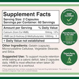 Double Wood Supplements HMB Supplement, Third Party Tested, Non-GMO, Gluten Free, 120 Capsules, 1000mg per Serving, 500mg per Capsule