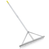 Colwelt Landscape Rake - 24Tines, Aluminum Head with 68" Handle, 24" Width for Beach & Lawn Care