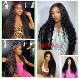 13x4 Deep Wave Lace Front Wigs Human Hair 200% Density Pre Plucked 13x4 HD Transparent Lace Frontal Wigs Human Hair Glueless Curly Wigs for Black Women 30 Inch