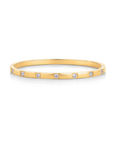 PAVOI Waterproof Thin Love Bracelet for Women - 14K Yellow Gold Plated Dainty Love Bangle with Cubic Zirconia - Stainless Steel Hinge Bracelet Jewelry Gifts - 6.5"