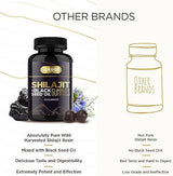 Pure Shilajit Supplement Gummies with Black Seed Oil, High Potency Pure Himalayan Resin for Energy, Immune Support, and Cognitive Function, Lab Tested Chewables