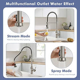 GIMILI Touchless Kitchen Faucet with Pull Down Sprayer, Motion Sensor Smart Hands-Free Activated Single Hole Spring Faucet for Kitchen Sink, Brushed Nickel