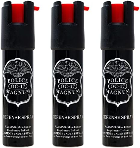 Police Magnum Compact Pepper Spray Self Defense- Tactical Maximum Heat Strength OC- Small Discreet Carry Canister- Made in The USA