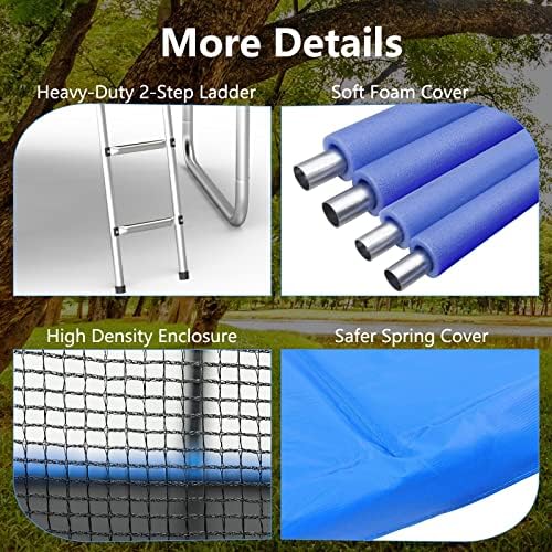 AOTOB 8FT 10FT 12FT 14 FT 15FT Trampoline with Safety Enclosure Net，Outdoor Trampoline with Basketball Hoop, Heavy Duty Jumping Mat and Spring Cover Padding for Kids and Adults, Storage Bag and Ladder