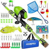ODDSPRO Kids Fishing Pole Pink, Portable Telescopic Fishing Rod and Reel Combo Kit - with Spincast Fishing Reel Tackle Box for Girls, Youth