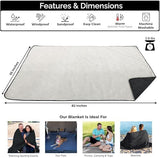 BRAWNTIDE Large Outdoor Waterproof Blanket - Extra Thick Fleece, Warm, Windproof, Sandproof, Quilted, 82" x 55", Ideal for Beaches, Picnics, Camping, Stadiums, Dogs, Car