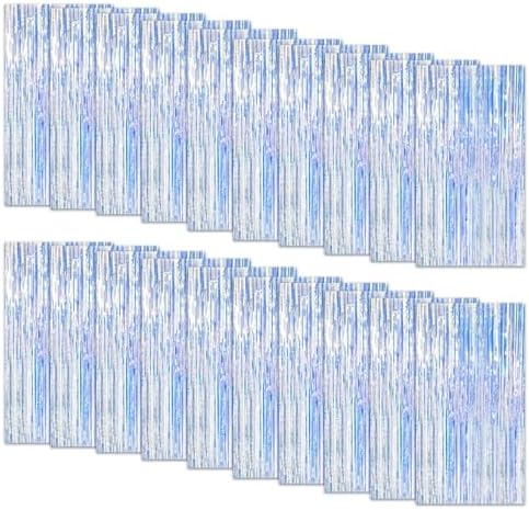 20 Pack Foil Curtain Backdrop Iridescent Metallic Tinsel Foil Fringe Curtains Photo Booth Props for Birthday Wedding Engagement Baby Shower Bachelorette Christmas Holiday Celebration Party Decoration