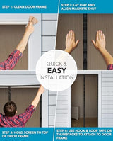 FLUX Magnetic Screen Door - Self-Closing, Pet-Friendly, Durable Polyester Mesh Screen Door with Powerful Magnetic Attachments, Keeps Bugs Out, Fits Sliding Doors and Standard Doors up to 36" x 78"