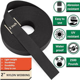 2 Inch Nylon Webbing Strap with Plastic Tri-Glide Slide Clips, 10 25 50 Yards Heavy Duty Nylon Strapping for Indoor or Outdoor Gear, DIY Crafting, Repairing
