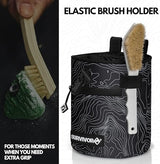 SURVIVOR Chalk Bag + Chalk Ball + Liquid Grip - Iconic Topographical Map, Draw String Closure, 2 Zippered Pockets, & Brush Holder - Bag for Rock Climbing, Bouldering, Weightlifting, Gymnastics & More