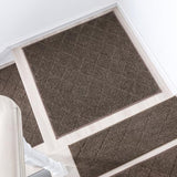 COSY HOMEER Edging Stair Treads Non-Slip Corner Indoor Stair Runners for Wooden Steps,Landing Slip Resistant Stair Rugs Mat for Kids and Dogs,100% Polyester TPE Backing,Brown,30x30 inch