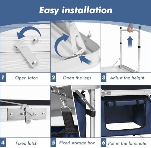 Camping Folding Aluminum Table with Adjustable Legs for Outdoor Travel Beach, Backyards, BBQ, Party and Picnic Foldable Table