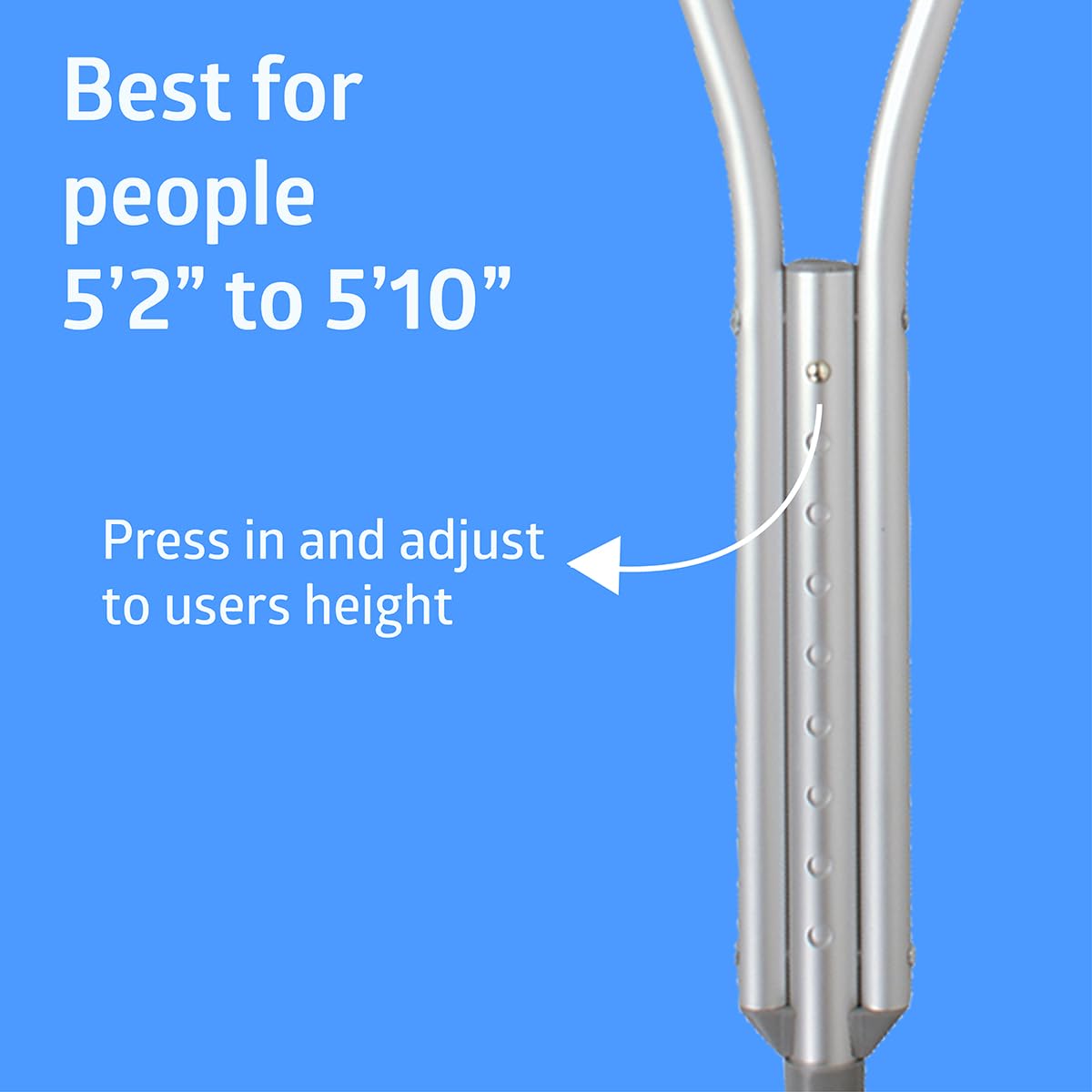 Medline Aluminum Crutches for Kids, Adults & Seniors, Walking Aid, 300 LB Weight Capacity,1 Pair, Fitting 5'2" - 5'10"