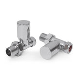 VANCOCO 2Pcs 1/2"×15mm Chrome Straight Radiator Valves Round, Manual Radiator Valves Pair Standard Connection for Heated Towel Rail and Central Heating Modern Bathroom